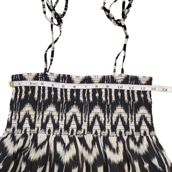 At Last Sundress Women Size Large Black Aztec Print Spaghetti Straps Dress - Picture 6 of 9